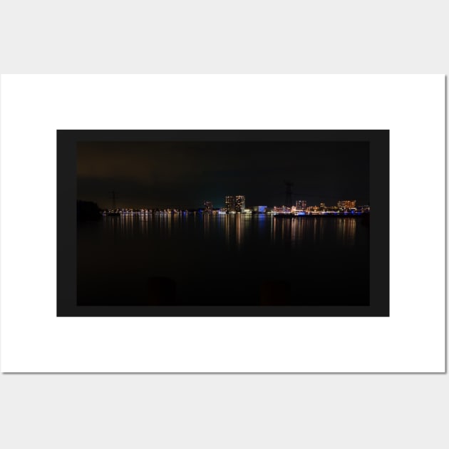 Skyline of the city of Almere at night Wall Art by Dolfilms